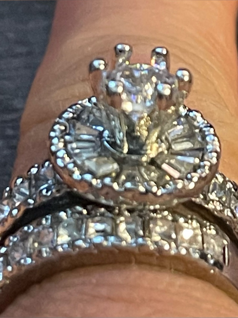 Sterling Silver Cubic Zirconia Halo Engagement Ring Set
